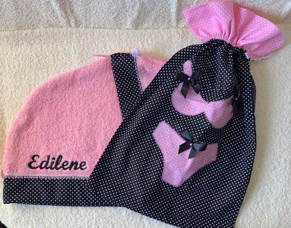 Kit para Viagem Porta Lingerie e Toalha para Cabelo