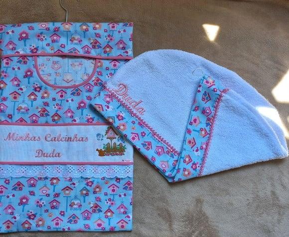 Kit Porta Calcinhas e Toalha para Cabelo Infantil