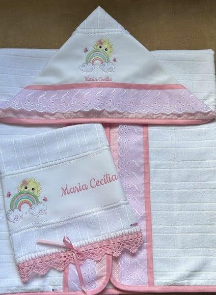 Kit Toalhas de Banho e de Mão Chuva de Amor
