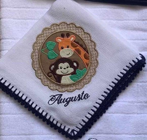 Kit Toalhinha e Fralda de Boca Macaco Girafa