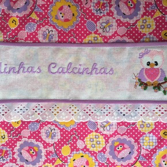 Porta calcinhas rosa de corujinhas