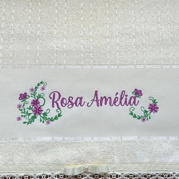 Toalha de Banho Bordada Feminina Floral