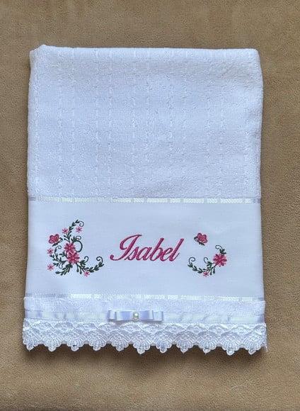 Toalha de Banho Bordada Feminina Floral