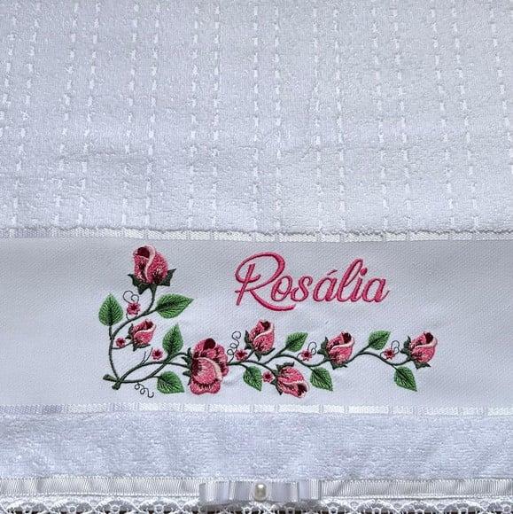 Toalha de Banho Bordada Rosas