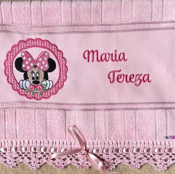 Toalhinha Bordada Minnie Rosa