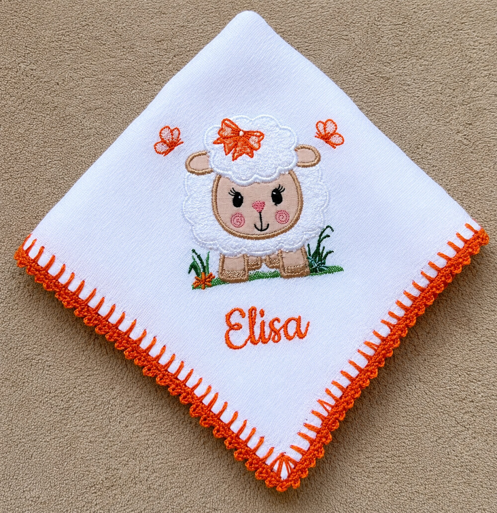 Kit Fraldas Bordadas Ovelha Laranja
