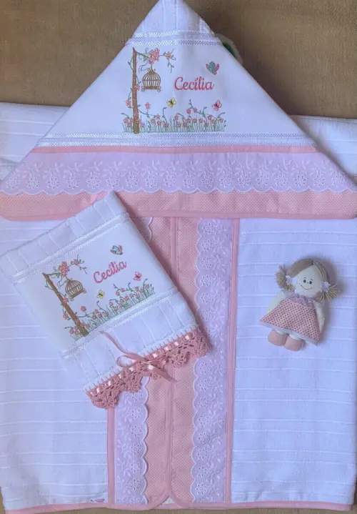 Kit Toalhas de Banho e de Mão Jardim Encantado
