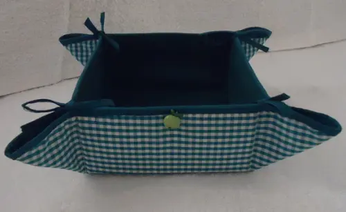 Cesta para Pão de Queijo ou Biscoitos Xadrez Verde