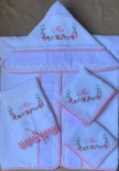 Enxoval para Bebê Personalizado Toalhas e Fraldas Borboletas