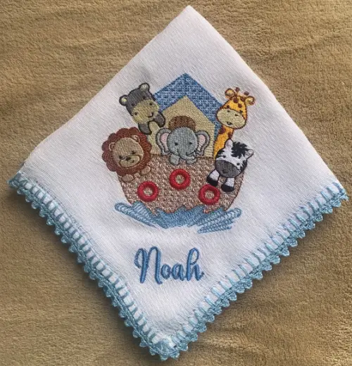 Fralda de Boca Bordada Arca de Noé