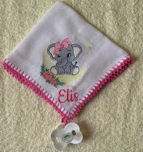 Fralda de Boca com Porta Chupeta Elefantinha