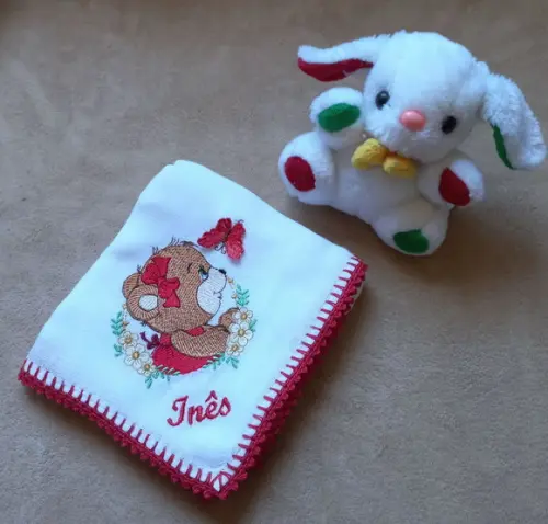 Fraldas Bordadas Personalizadas Ursinha com Borboleta