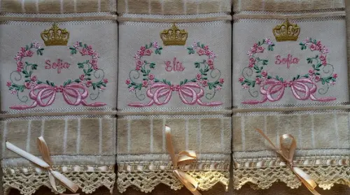 Kit 3 Toalhinhas Bordadas
