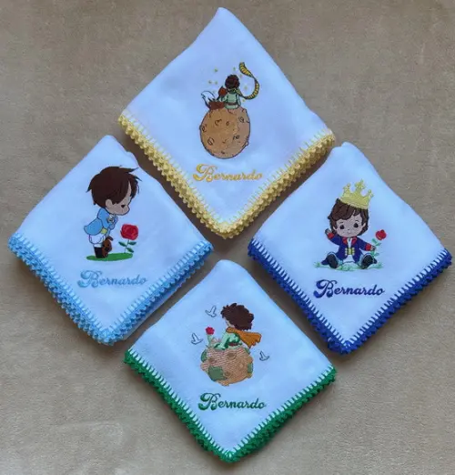 Kit 4 Fraldas de Passeio Bordadas Pequeno Príncipe