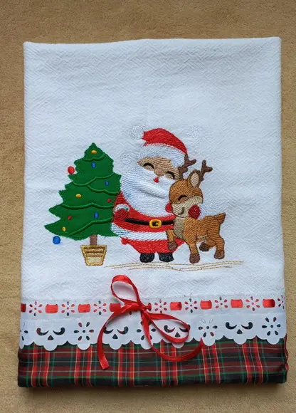 Kit Bate Mão e Pano de Prato Natal Vermelho