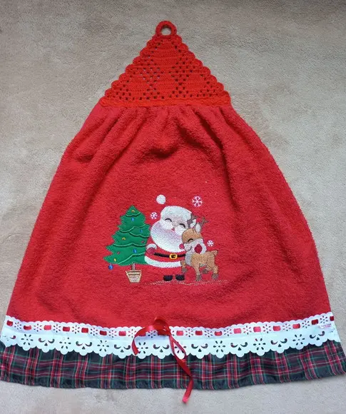 Kit Bate Mão e Pano de Prato Natal Vermelho