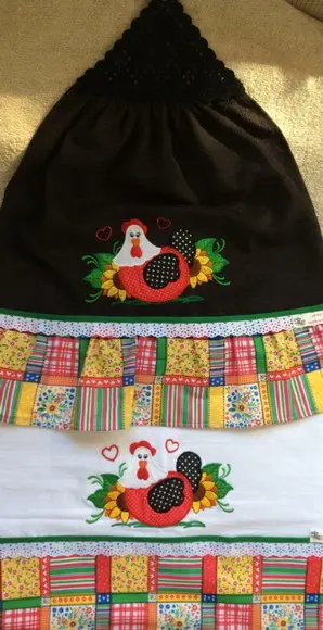 Kit de Bate Mão e Pano de Prato Galinha