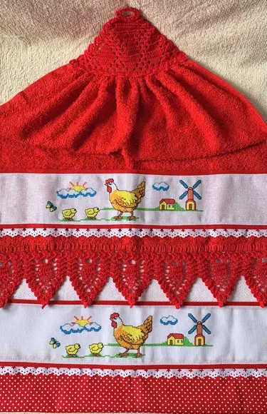 Kit de Bate Mão e Pano de Prato Vermelho