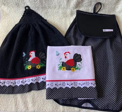 Kit de Bate Mão, Pano de Prato e Puxa Saco