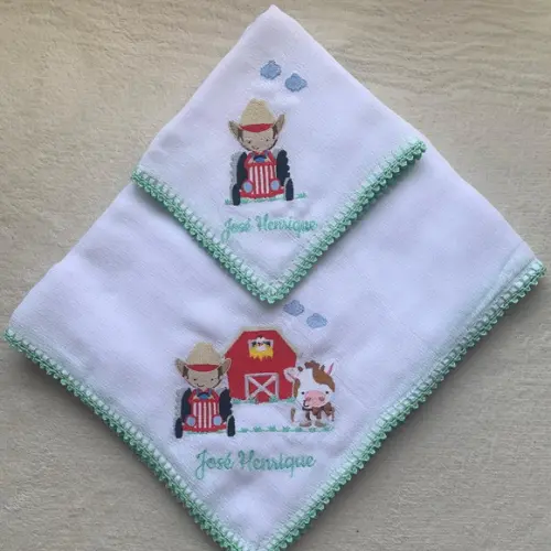 Kit Enxoval Bebê Bordado Personalizado Fazendinha
