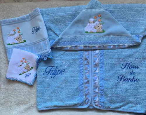 Kit Enxoval Bebê Personalizado Bordado Ovelhinha