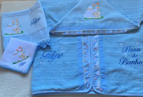 Kit Enxoval Bebê Personalizado Bordado Ovelhinha