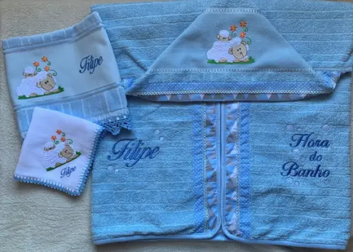 Kit Enxoval Bebê Personalizado Bordado Ovelhinha