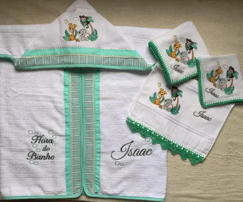 Kit Enxoval Bebê Personalizado Bordado Safari