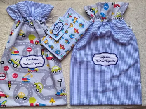 Kit Escolar Sacos para Roupa e Limpa, Kit de Higiene Bucal
