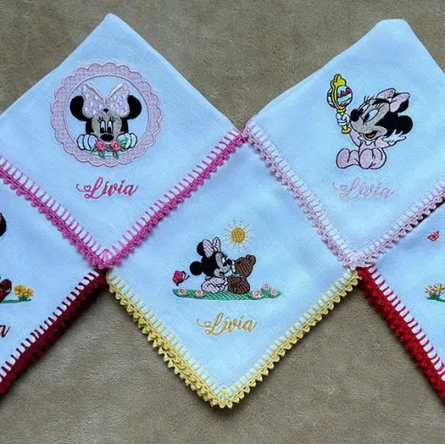 Kit Fraldas de Boca Bordadas Minnie