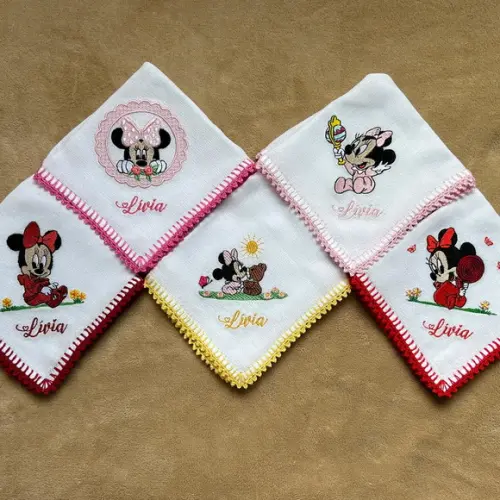 Kit Fraldas de Boca Bordadas Minnie