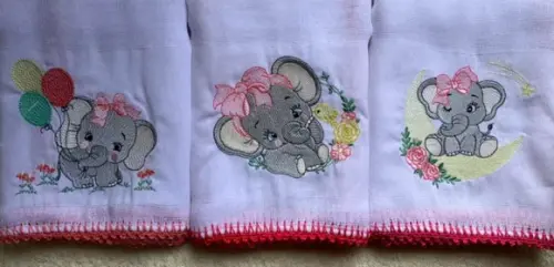 Kit Fraldas de Passeio Bordadas Elefantinha Menina