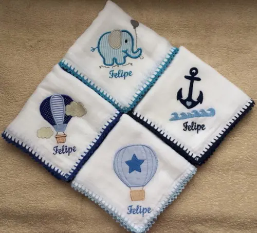Kit Fraldas de Passeio Bordadas Personalizadas em Crochê