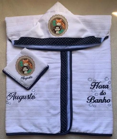 Kit para Bebê Personalizado Bordado Toalha e Fralda de Boca