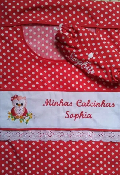 Kit Porta Calcinhas e Bolsinha Toalhinha Vermelho de Poás