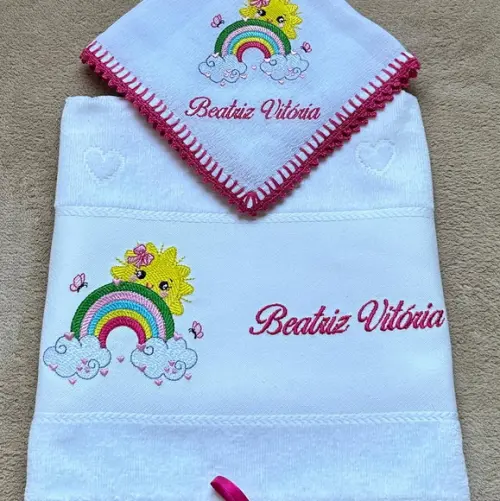 Kit Toalhinha e Fralda de Boca Chuva de Amor