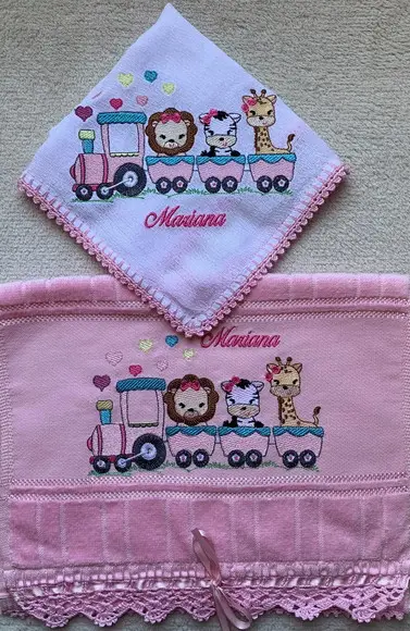 Kit Toalhinha e Fralda de Passeio Safari no Trem Menina