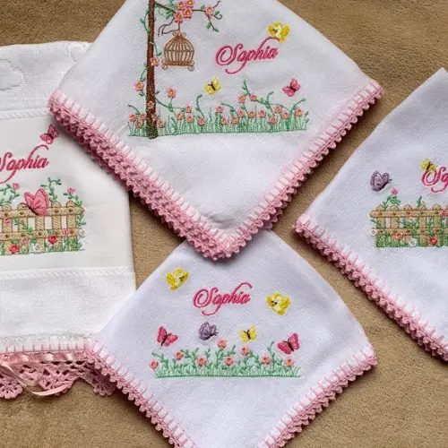 Kit Toalhinha e Fraldas de Boca e Passeio Jardim Encantado