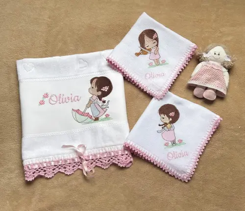 Kit Toalhinha e Fraldas de Boca Menina Linda