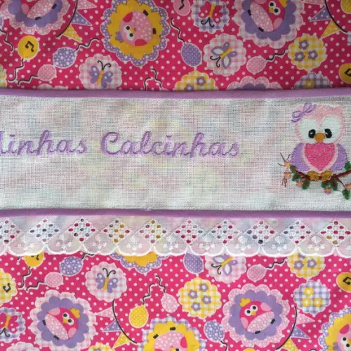 Porta calcinhas rosa de corujinhas