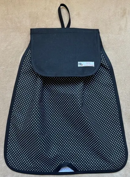 Puxa Saco de Patchwork Preto com Bolinhas Brancas Médias
