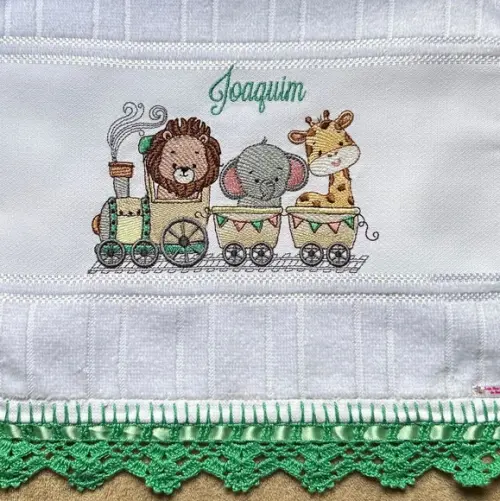 Toalha Bordada Safari no Trem