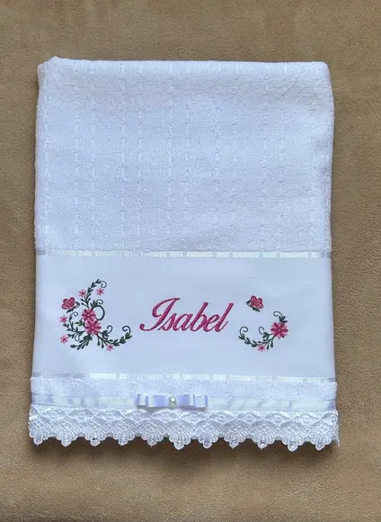Toalha de Banho Bordada Feminina Floral