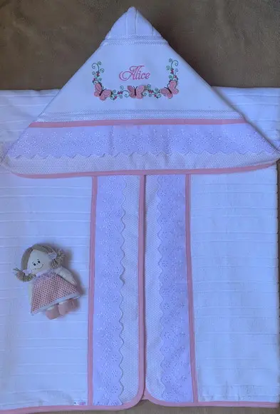 Toalha de Banho Infantil com Capuz Borboletas