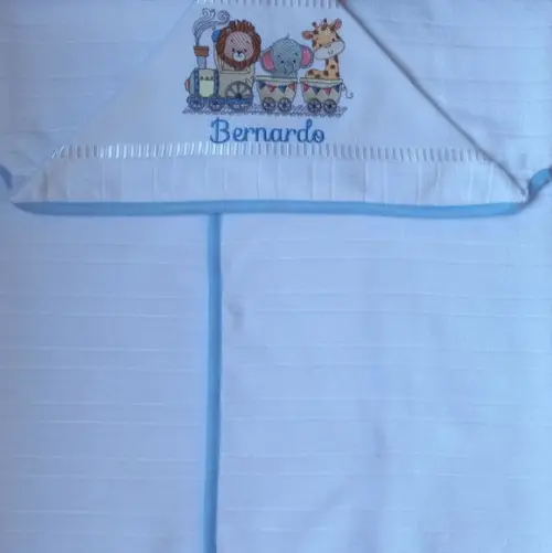 Toalha de Banho Infantil com Capuz Bordada