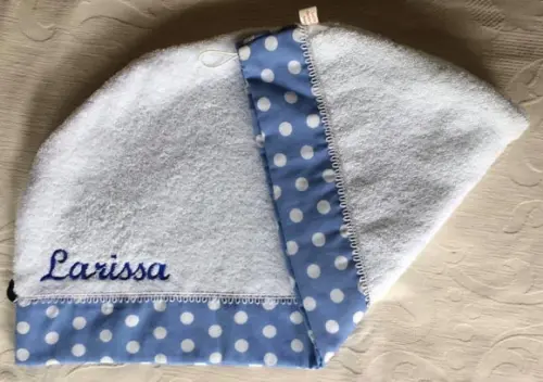 Toalha para Cabelo Branca com Azul
