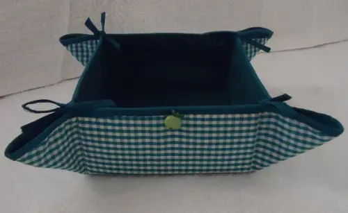 Cesta para Pão de Queijo ou Biscoitos Xadrez Verde