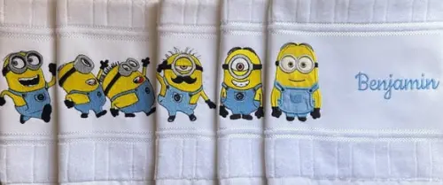 Kit 5 Toalhinhas Bordadas Minions