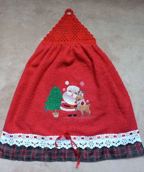 Kit Bate Mão e Pano de Prato Natal Vermelho