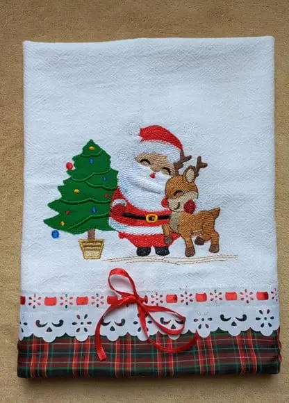 Kit Bate Mão e Pano de Prato Natal Vermelho